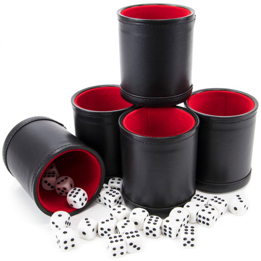 Brybelly dice set with shaker cup on table for family game night