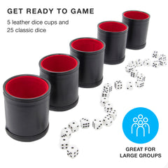 Brybelly leather dice cups with red felt interior showing premium look