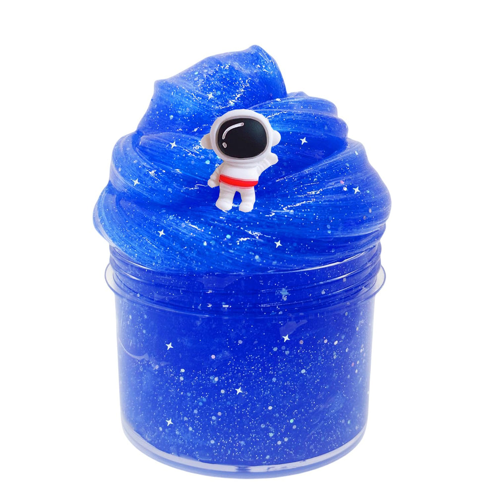 BSINHTIY Super Galaxy Slime Kit bottle with blue glitter slime for creative play.