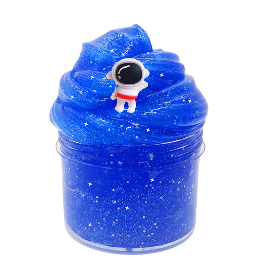 BSINHTIY Super Galaxy Slime Kit bottle with blue glitter slime for creative play.