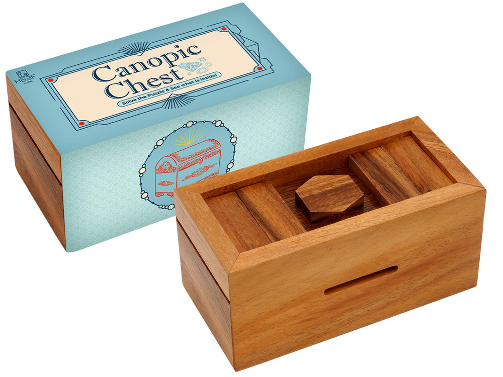 BSIRI Canopic Chest front view highlighting wooden puzzle design for gifts