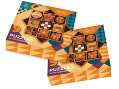 Decorative BSIRI wooden brain teaser set suitable for desks and shelves.