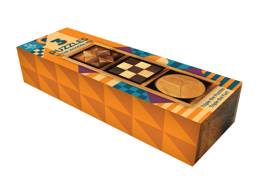 BSIRI patio-friendly display of wooden brain teasers on outdoor table