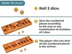 BSIRI Shut The Box tiles on board illustrating counting and number combinations.