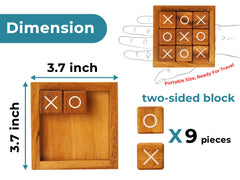 BSIRI travel-size wooden tic-tac-toe game, easy to carry for trips.