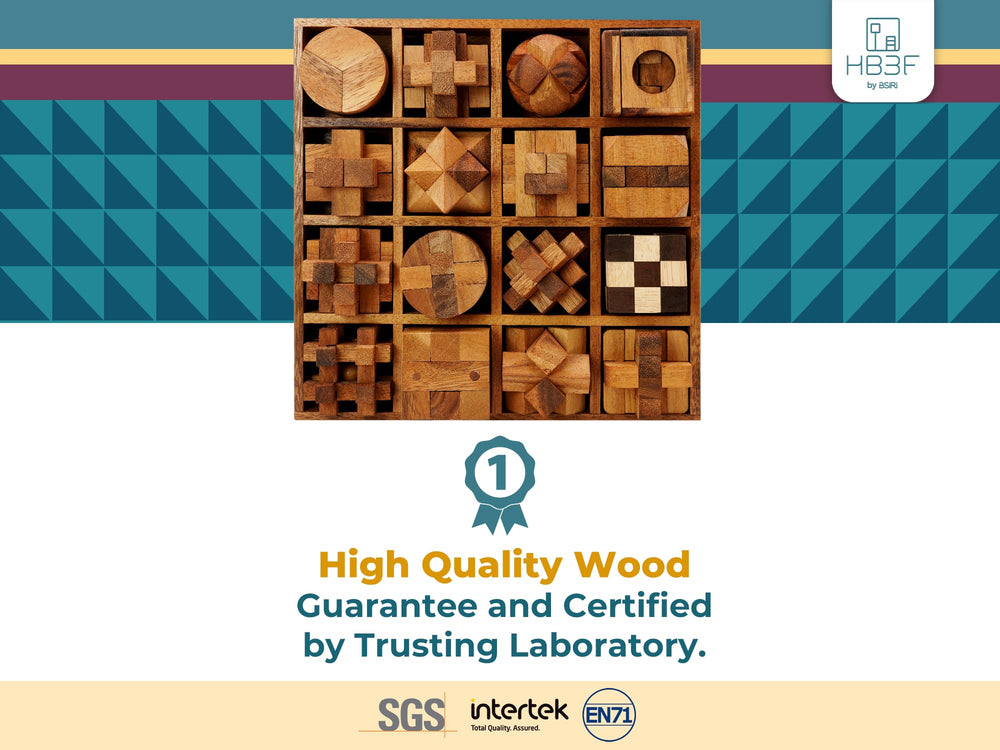 BSIRI wooden brain teasers hand puzzle with durable construction for quiet, focused activity.