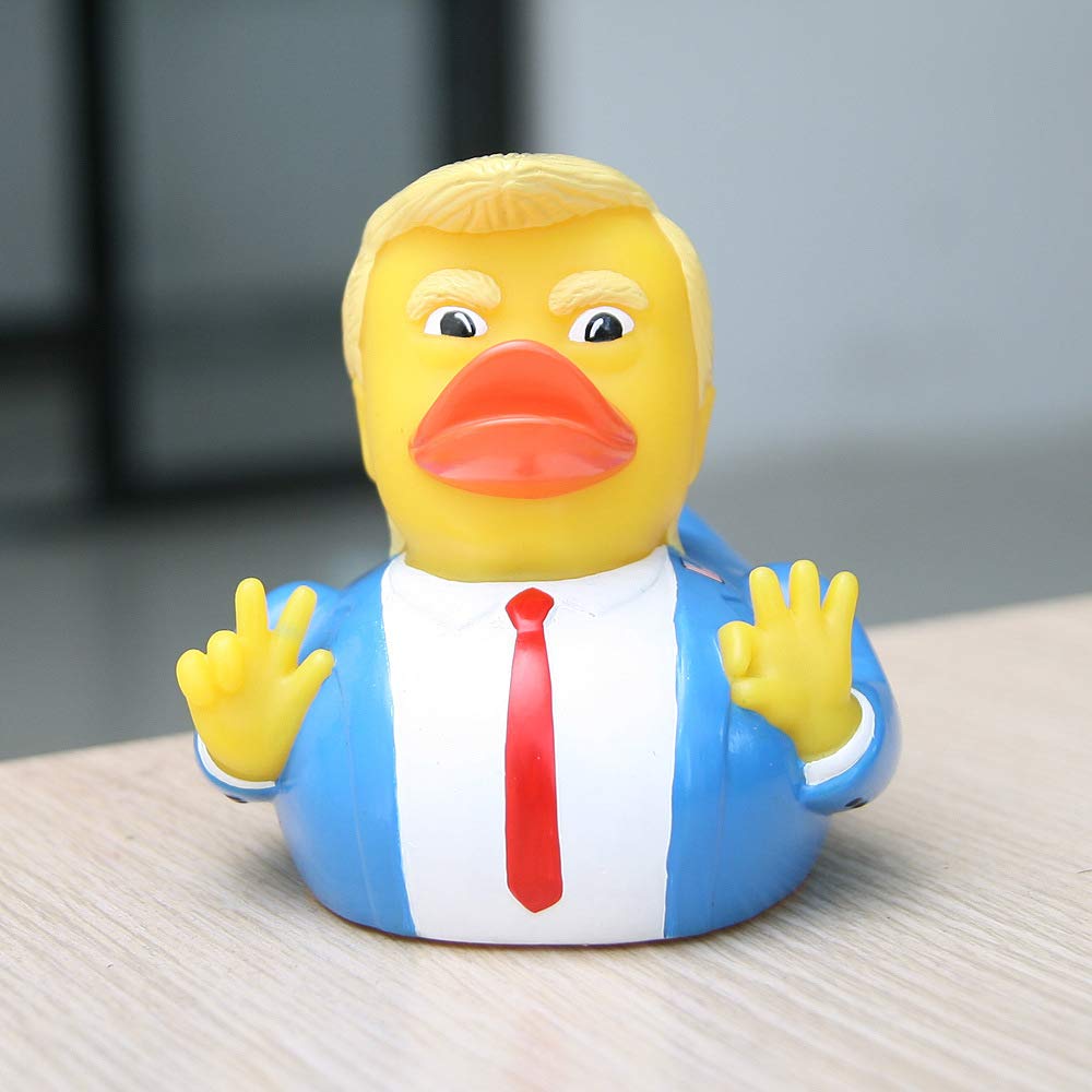BSMTEBN Trump bath duck closeup shows caricature features