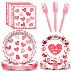 BSOMAM Valentines Day dinner plates 9-inch with bold red hearts for quick cleanup after celebrations.