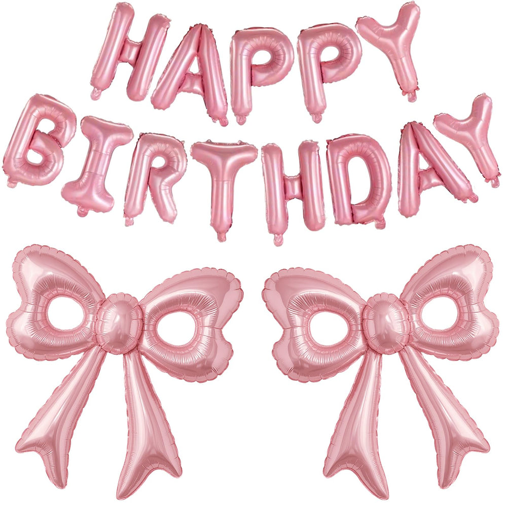 BSRESIN pink bow balloons 31-inch centerpiece for stylish party decor