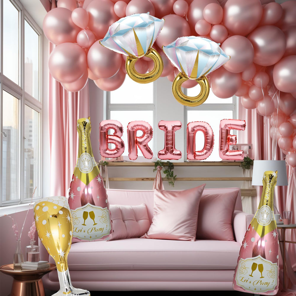 BSRESIN rose gold goblet balloon 40in adds elegant height to bridal celebrations.
