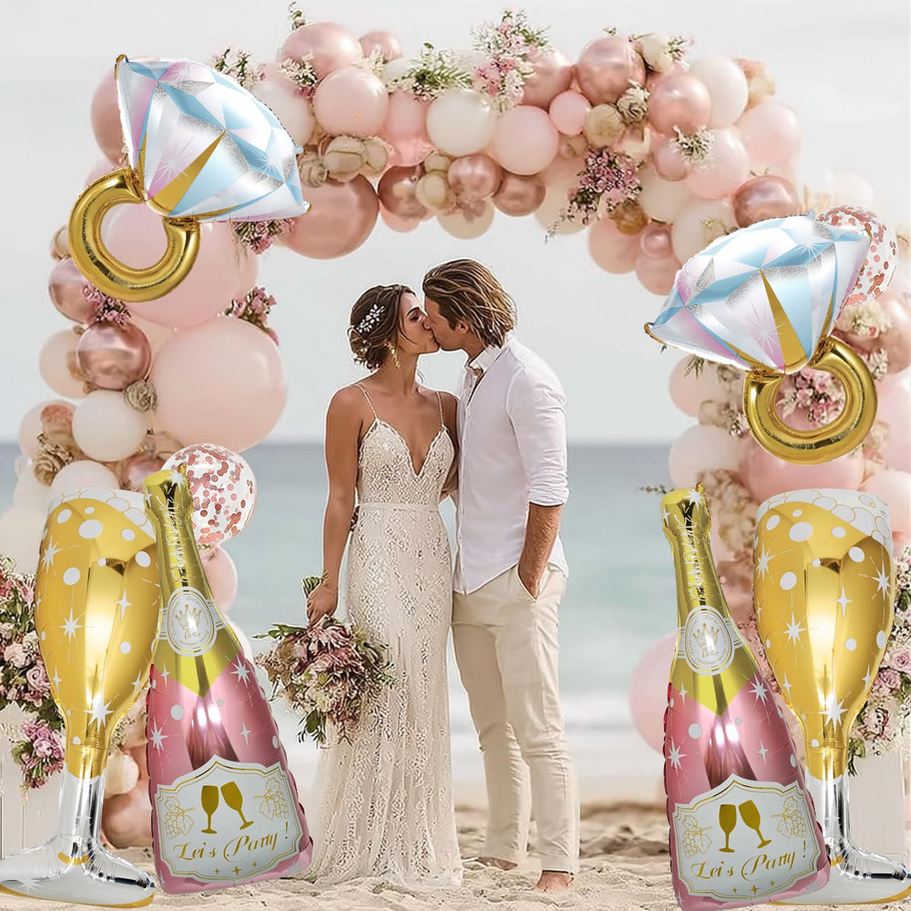 BSRESIN rose gold ring balloons, two pieces, for lush arches or garlands.