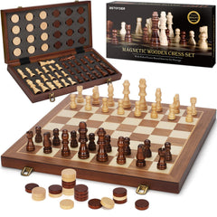 Bstoyder 2-in-1 magnetic chess board open for travel play.