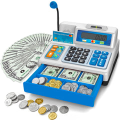 Bstoyder cash register toy with drawer open for authentic pretend shopping
