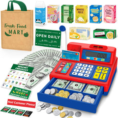 Bstoyder calculator cash register toy with realistic drawer for pretend shopping.