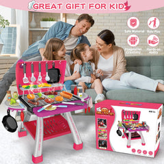 Bstoyder colorful utensils and plates invite interactive cooking play.