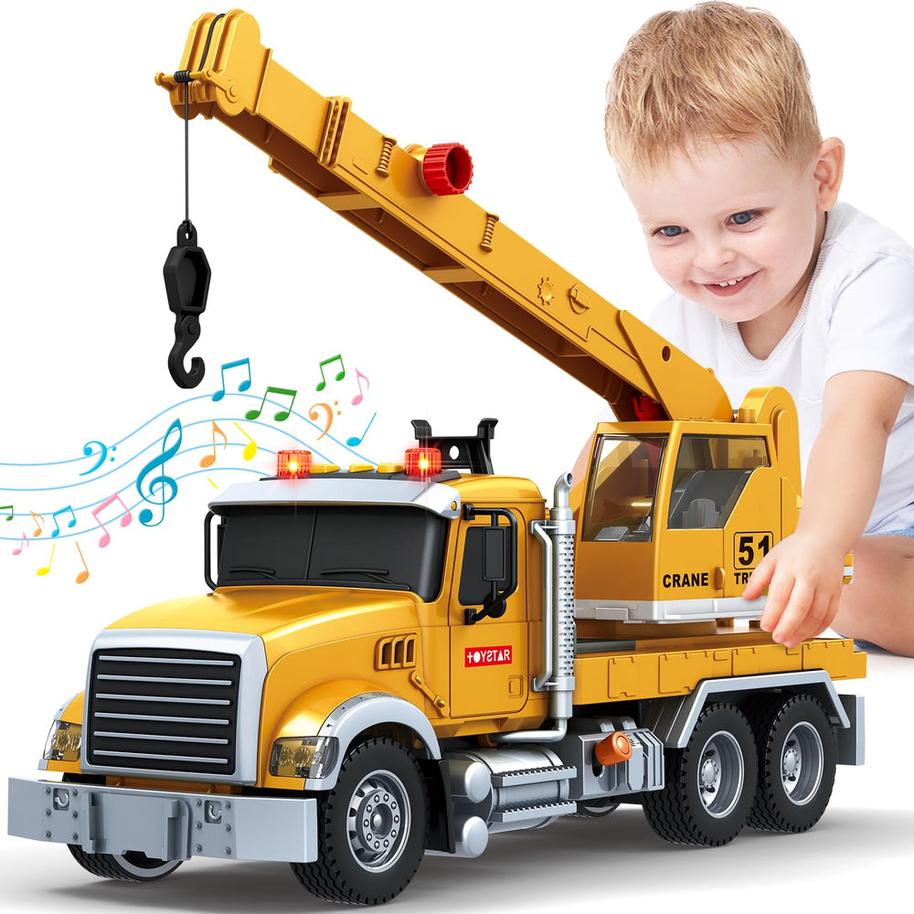 Bstoyder crane truck with lights and sounds encourages imaginative play.