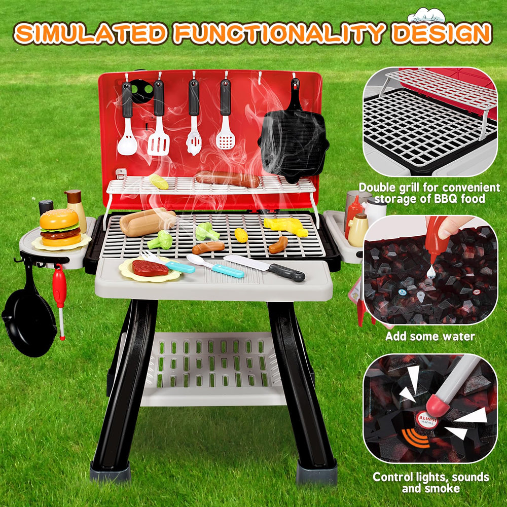 BSTOYDER double-layer grill design expands play space during pretend barbecues.