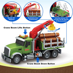 Bstoyder logging truck with trunks demonstrates imaginative pretend logging scenarios.