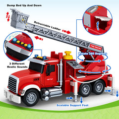 Bstoyder fire truck ladder extension and rotation for realistic rescue scenarios.