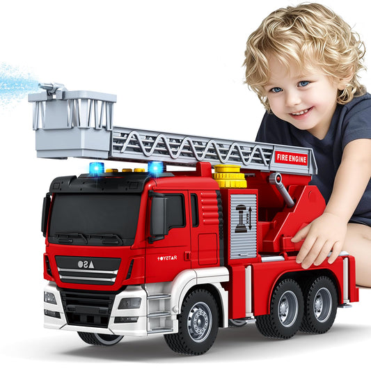 Bstoyder fire truck water pump spray promotes imaginative pretend play.