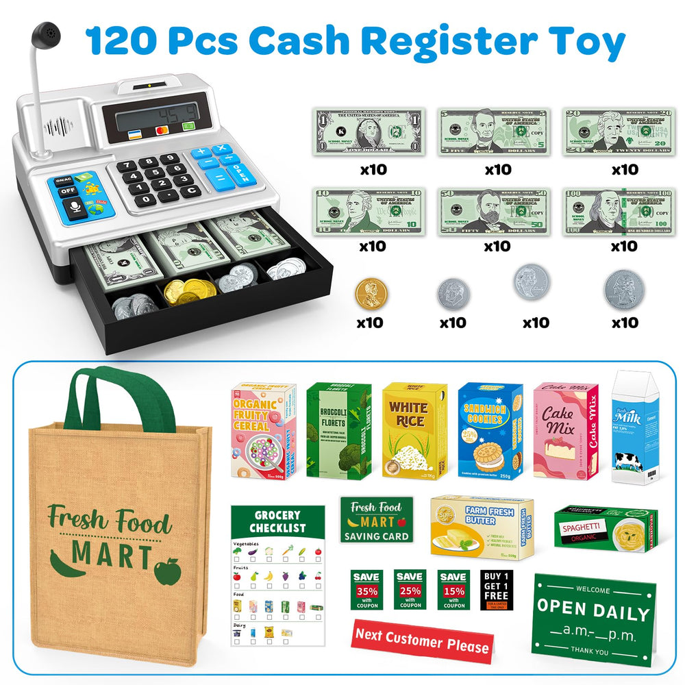 Bstoyder grocery store 120-piece set sparks imaginative play and counting