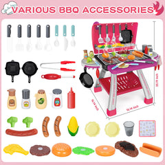 Bstoyder pink barbecue with smoke feature enhances pretend grilling scenes.