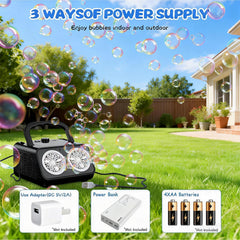 Bttyu dual-fan bubble machine battery-powered option supports portable setups.