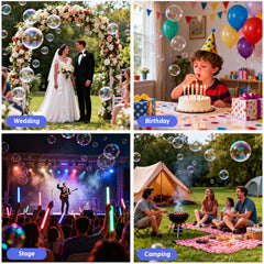 Bttyu outdoor wedding setup featuring bubbles creating a magical backdrop