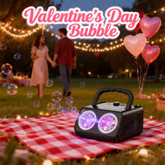Bttyu dual-fan bubble machine with a side handle for easy outdoor transport.