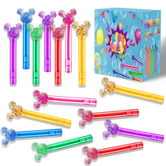 24PCS Bubble Wands in glitter colors for colorful birthday party favors.