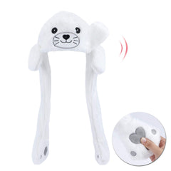 Bubblepompom seal hat with movable ears for playful photos.