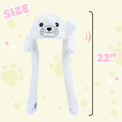 Soft plush Bubblepompom seal hat texture provides warmth and comfort.