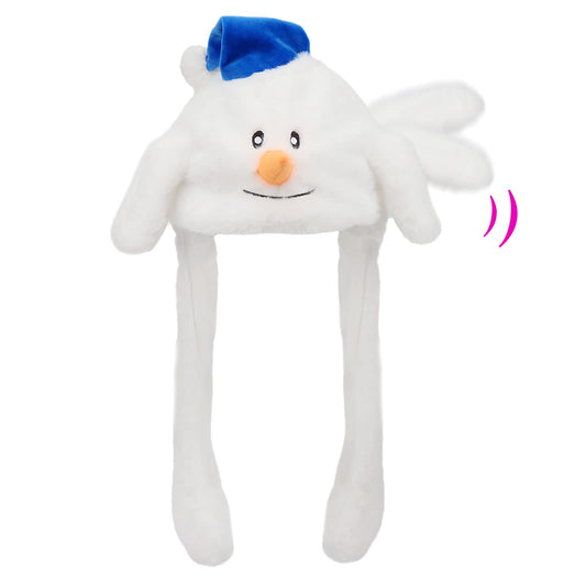 Bubblepompom snowman hat with moving ears for playful photos