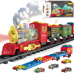 BUBUQE electric train set with smoke and lights for immersive play
