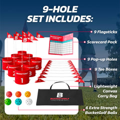 Bucketgolf Game Pro outdoor setup on the beach, fun for kids.