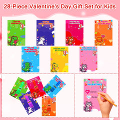 Budbof animal designs valentines cards featuring seven cute characters for kids.