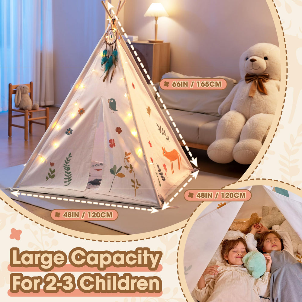 BUDDGO teepee tent 16 pine poles ensure safe, sturdy assembly.