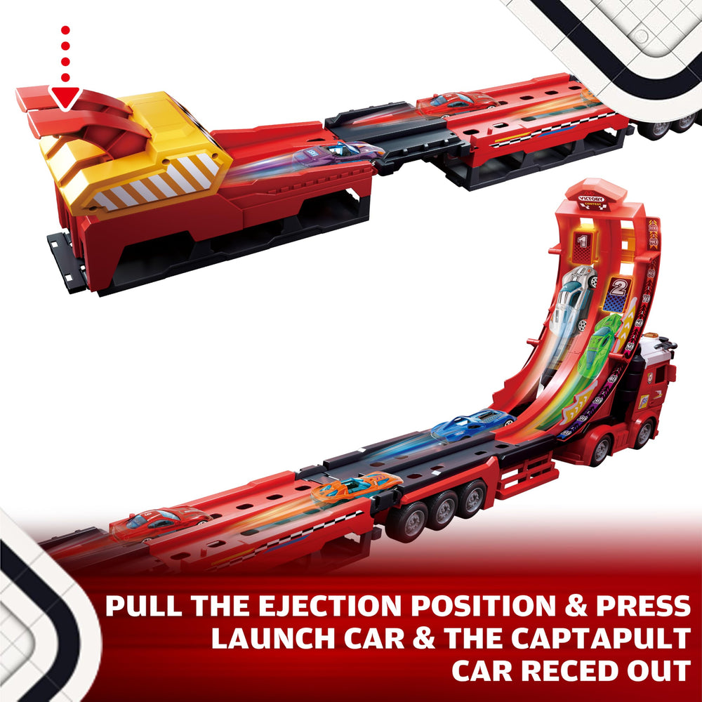BuddyBight detachable cargo trailer stores all 12 cars for easy cleanup.