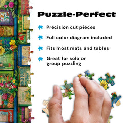 Close-up florals on Aimee Stewart puzzle highlighting vibrant petals for mindful puzzling