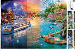 Buffalo Games Day to Night Canal night lights highlighting ambiance
