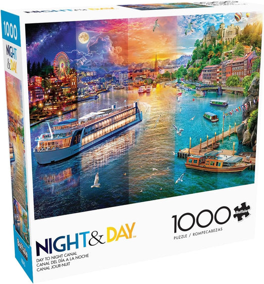 Buffalo Games Day to Night Canal panorama for focused puzzle sessions
