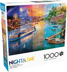 Buffalo Games Day to Night Canal panorama for focused puzzle sessions