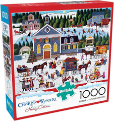 Buffalo Games Charles Wysocki Churchyard Christmas finished size supports spacious display.