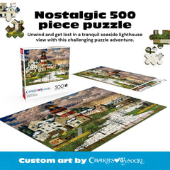 Buffalo Games Charles Wysocki Twilight Sentinel coastal village image for mindful family puzzling