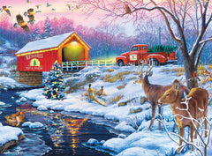 Buffalo Games Darrell Bush Christmas in the Country truck and tree scene for family puzzle night