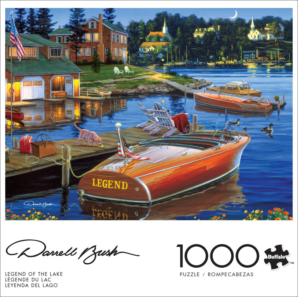 Buffalo Games Legend of the Lake: boat stern with sunlit horizon, engaging challenge