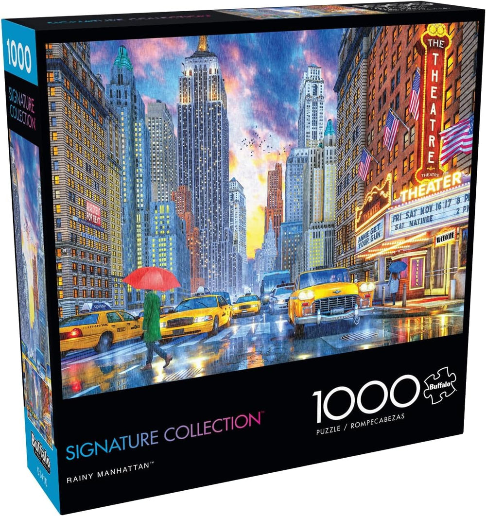Buffalo Games Rainy Manhattan puzzle front cover for immersive evenings