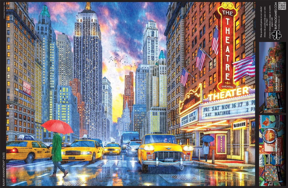 Buffalo Games Rainy Manhattan skyline glow inspires cozy game night