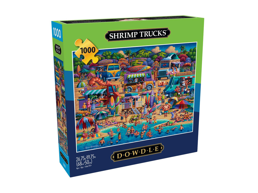 Buffalo Games Dowdle Shrimp Trucks close-up pieces highlight color and precise interlocking fit.