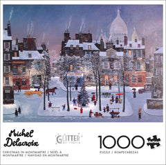 Buffalo Games Michel Delacroix Christmas in Montmartre winter village scene to spark mindful focus.